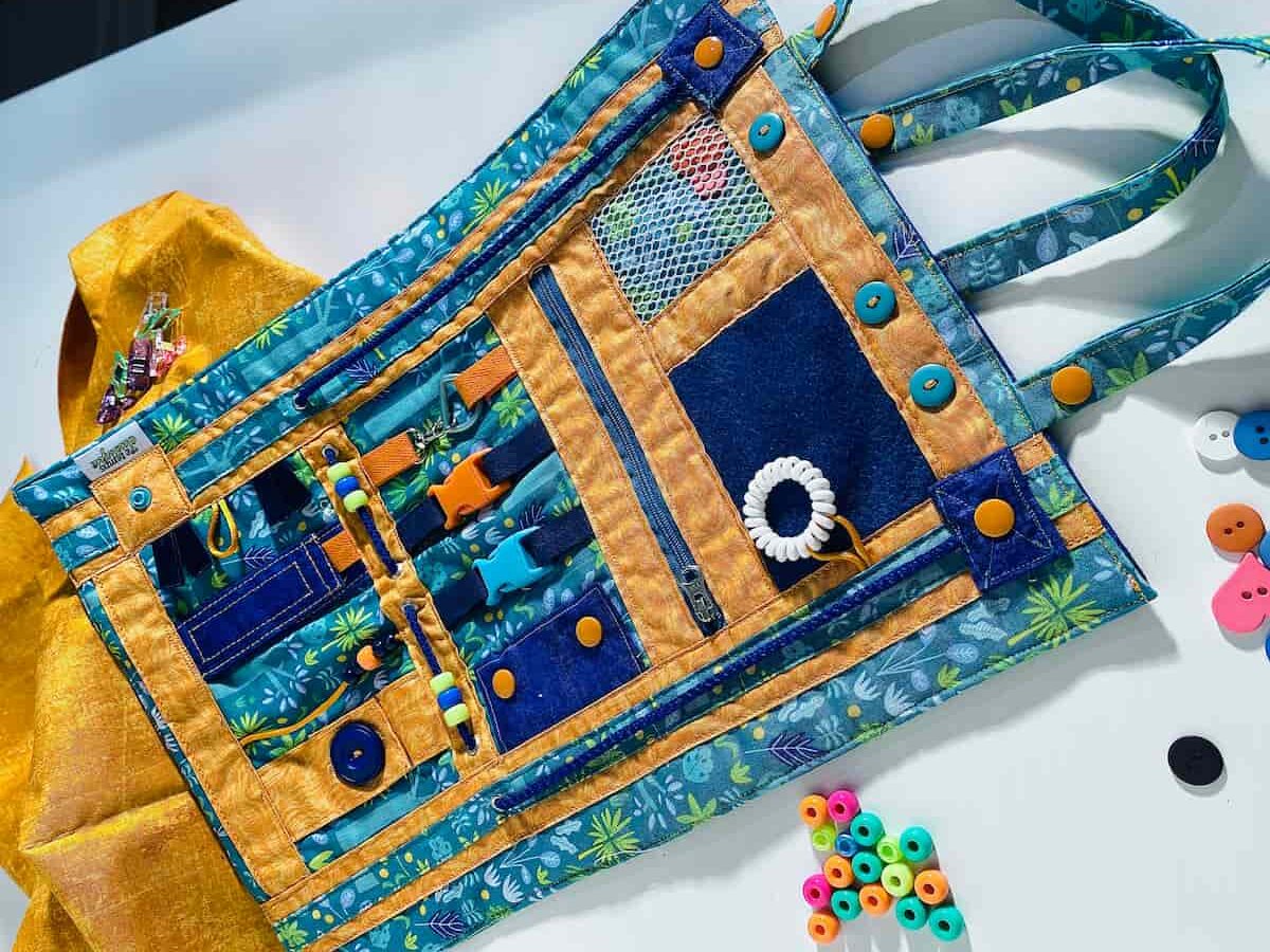 napperon bleu et orange, blue and orange placemat